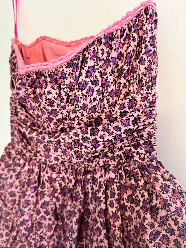 Betsey Johnson Pink Floral Tiered Ruffle Dress - Image 6