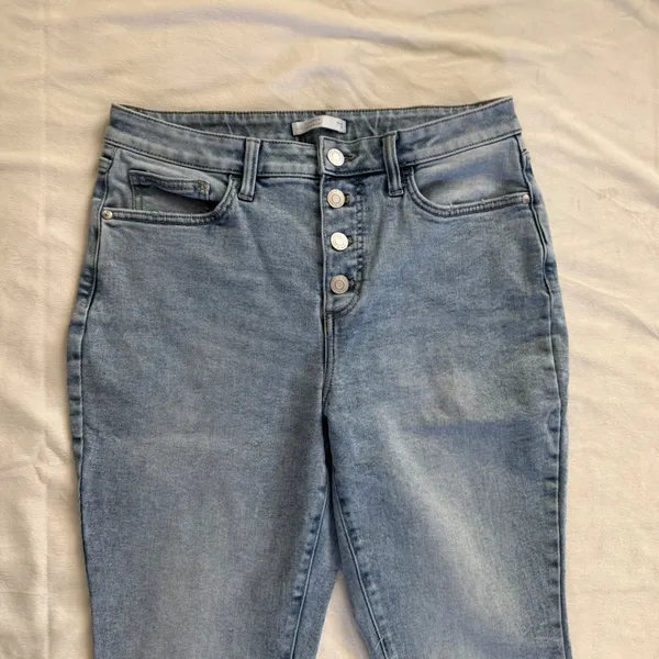 LC Lauren Conrad Light‎ Wash High Rise Skinny Jeans Button Fly Size 12 Womens - Image 4