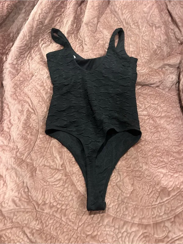 AFRM Black Textured Scoop Bodysuit - Image 2