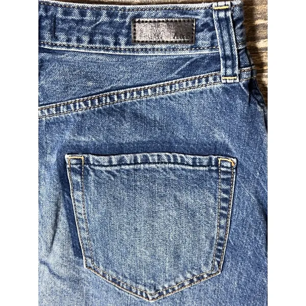 Abercrombie Fitch Denim Mini Skirt Distressed Frayed Raw Hem Blue Size 25 Y2K AF - Image 6
