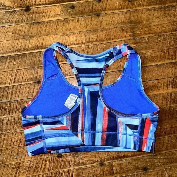 Nike dri-fit blue abstract athleisure S racerback sports bra - Image 3
