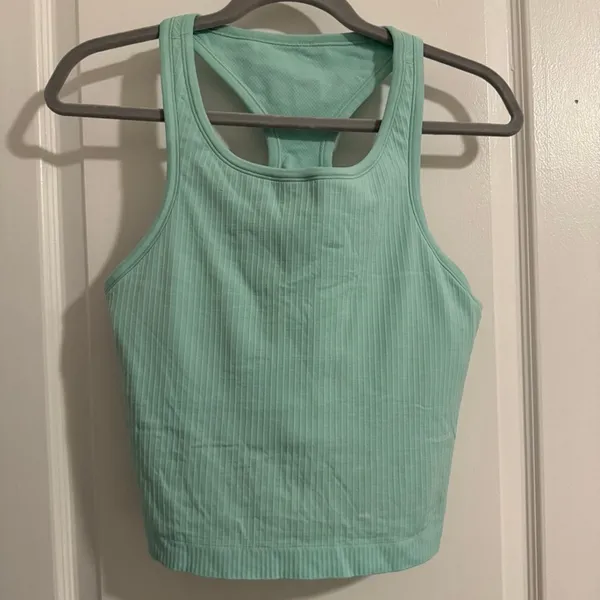 Lululemon Ebb to Street‎ Cropped Ribbed Tank Top Mint Green Athleisure Size 12 - Image 3