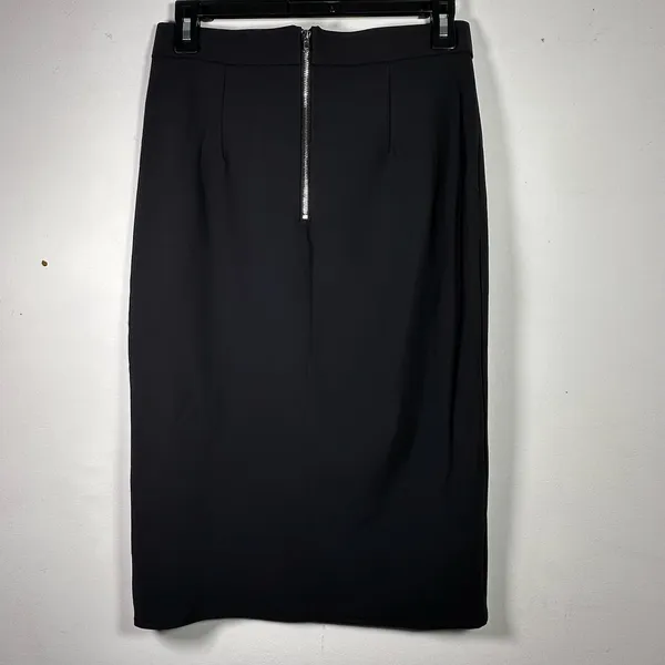 Ookie and Lala Black High Waist Pencil Skirt Front‎ Slit Midi Women's Medium - Image 2