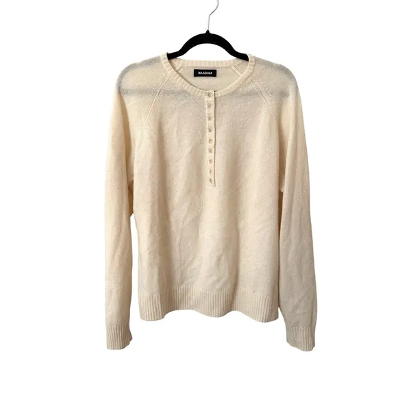 NAADAM Cashmere Quarter Button Sweater Ivory Large White - Image 3