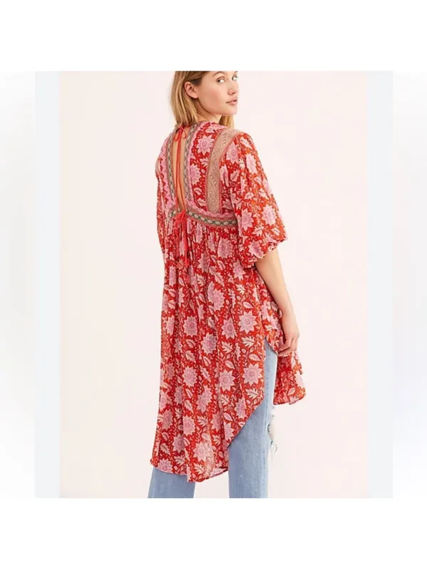 Free People Red Moon Child Maxi Top Tunic S - Image 3