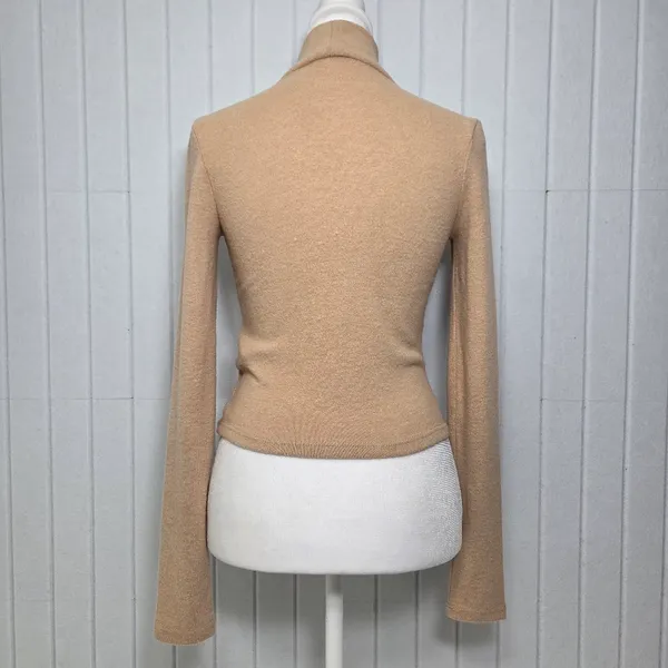Zara Cozy‎ Crop Tan Mock neck Sweater size S - Image 4