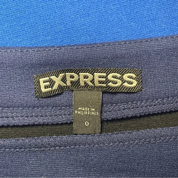 Express Colorblock Blue Black Stripes Mini Skirt Size 0 Office Conference‎ - Image 3