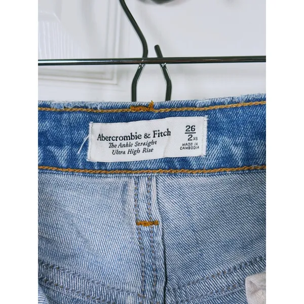 Abercrombie & Fitch Ankle Straight Ultra High Rise Jeans Size 26 Blue Minimalist - Image 4