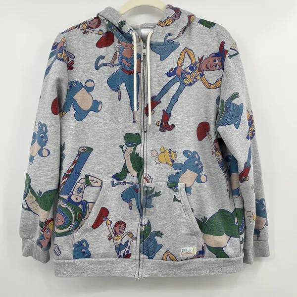 Disney Toy Story Hoodie Sweatshirt Full Zip Women M Giddy Up Woody Buzz Pattern - Image 2