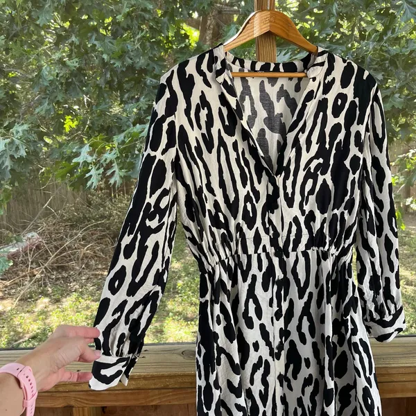 Zara Women's Animal Print Long Sleeve Mini Shirt Dress Size M - Image 5