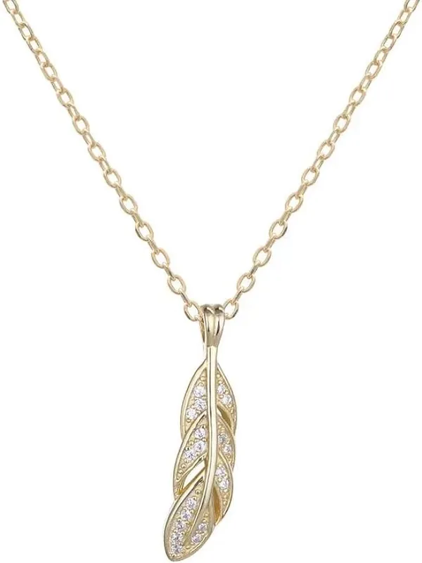 Cute feather dainty silver necklace 925 - Image 4