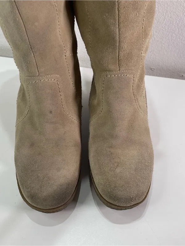 Y2K Steve Madden Faux Fur Boots Platform 9.5M Chunky Lined Suede Knee High Boho - Image 4