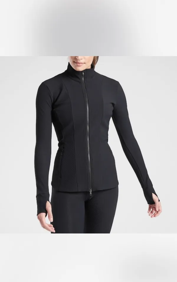 Athleta Shanti Ribbed Jacke... Women's Athletic Zip-Up Jacket with Thumbhole - Image 2