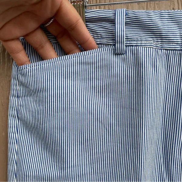 Talbots Womens Perfect Shorts Blue White Stripe Long Cotton Blend Size 10 - Image 6