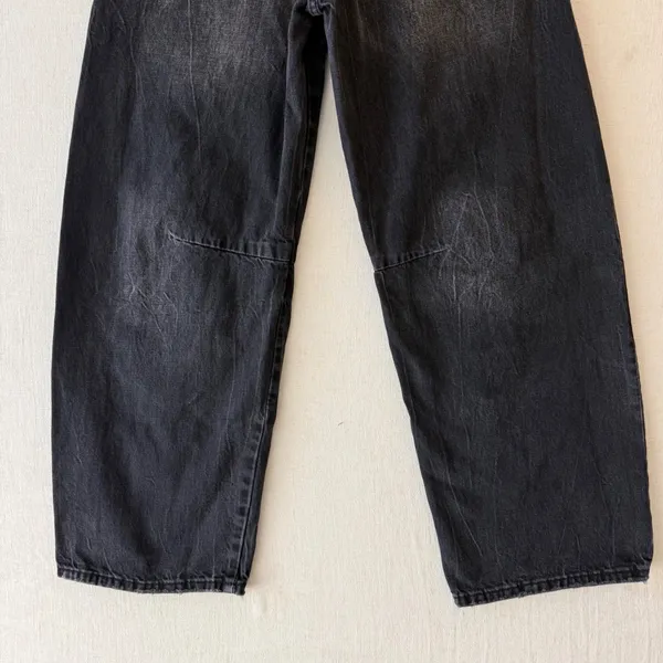 Zara TRF Size 0 Washed Black Barrel Leg Jeans Y2K Skater 100% Cotton - Image 7