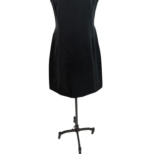 'S Max Mara Black Contrast Trim Shift Dress Sleeveless Italy Size US 6‎ - Image 4