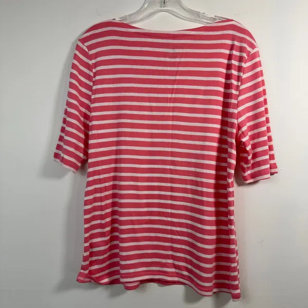 Charter Club Luxury Pima Cotton Pink White Striped Boat Neck Top - Image 2