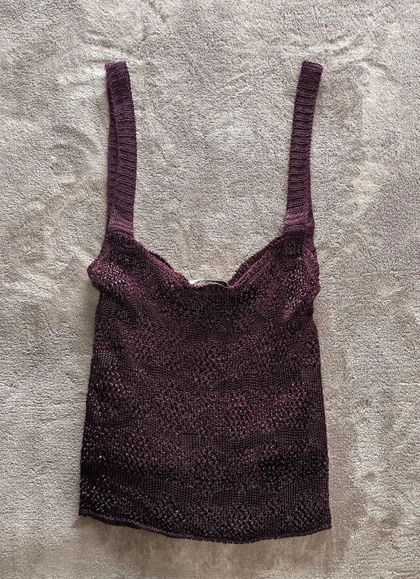 ZARA Knit Silky Stretch Plum Purple Lined Sweater Tank Top Women’s Sz M EUC - Image 4