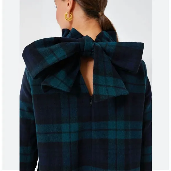 Tuckernuck Blackwatch Plaid Faye Blouse S Top Ruffle Collar Bow Wool Blend - Image 15