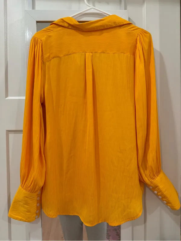 Free People Penelope Button Down Long Sleeve Blouse vibrant marigold yellow - Image 6
