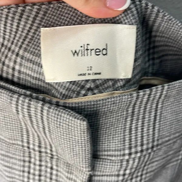 Wilfred Aritzia Women's Light‎ Gray Plaid Trouser Pants Size 12 - Image 3