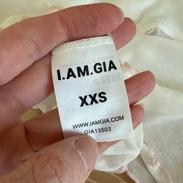 I.AM.GIA Sheer Mesh Cami Bows Size XXS in White Baby Pink - Image 2