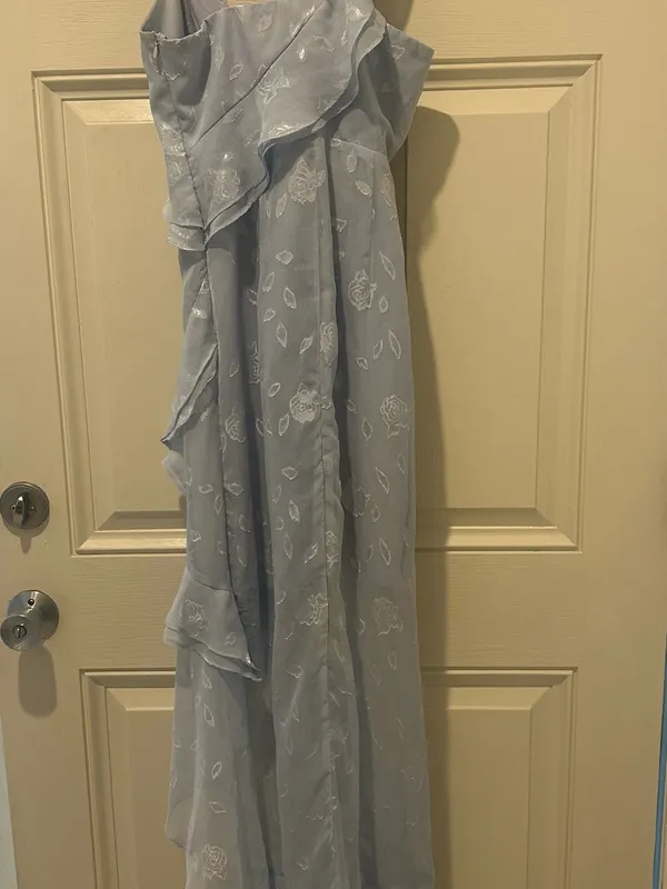 Lulu's Pale Blue Floral High-Low Ruffle Wrap Dress - Image 7