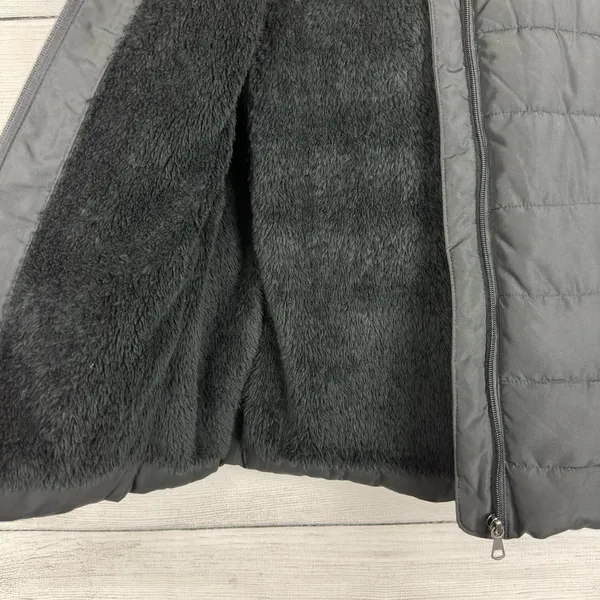 Banana Republic Black Puffer Vest‎ Women's Size Small Faux Fur Hood Ski Outdoor - Image 5