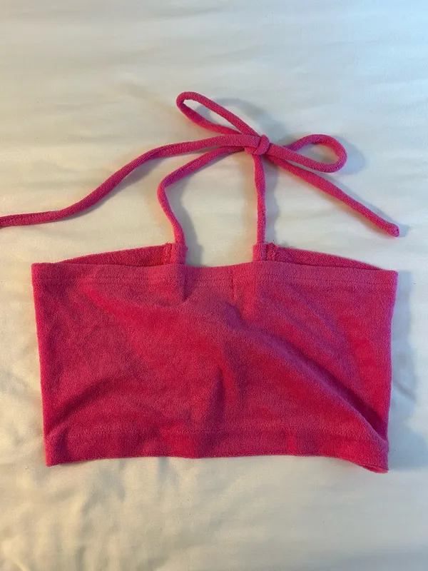 Edikted Pink Terry Cloth Crop Top - Image 3