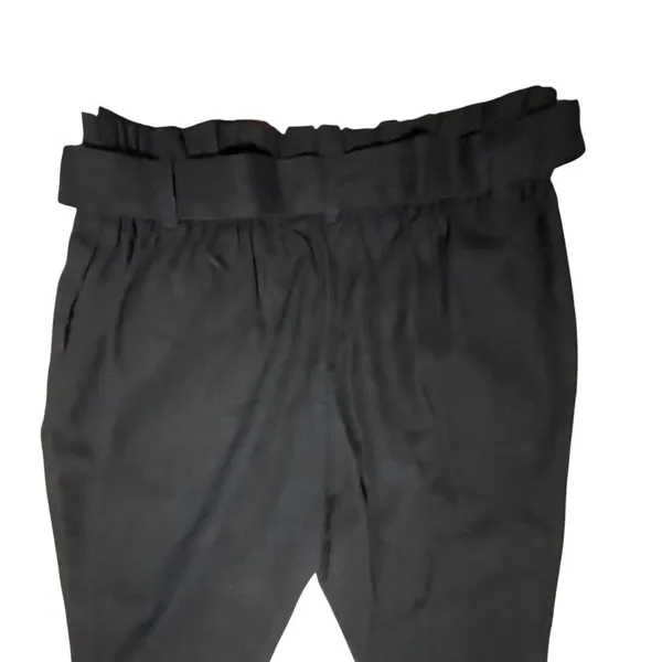 Active USA Black Paperbag Waist‎ High Rise Tapered Leg Tie Belt Pants Medium - Image 3