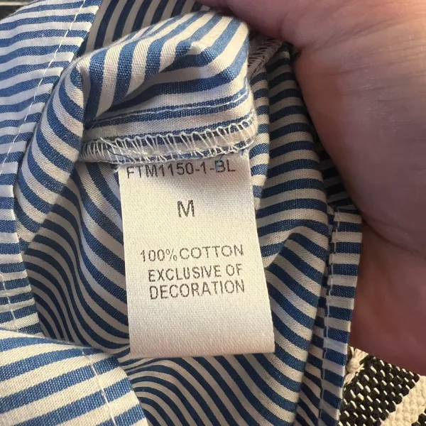 THML blue and white striped embroidered top size M - Image 7