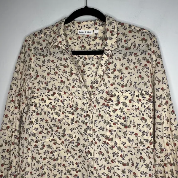 Roller Rabbit Floral Long Sleeve Blouse Size Small - Image 5