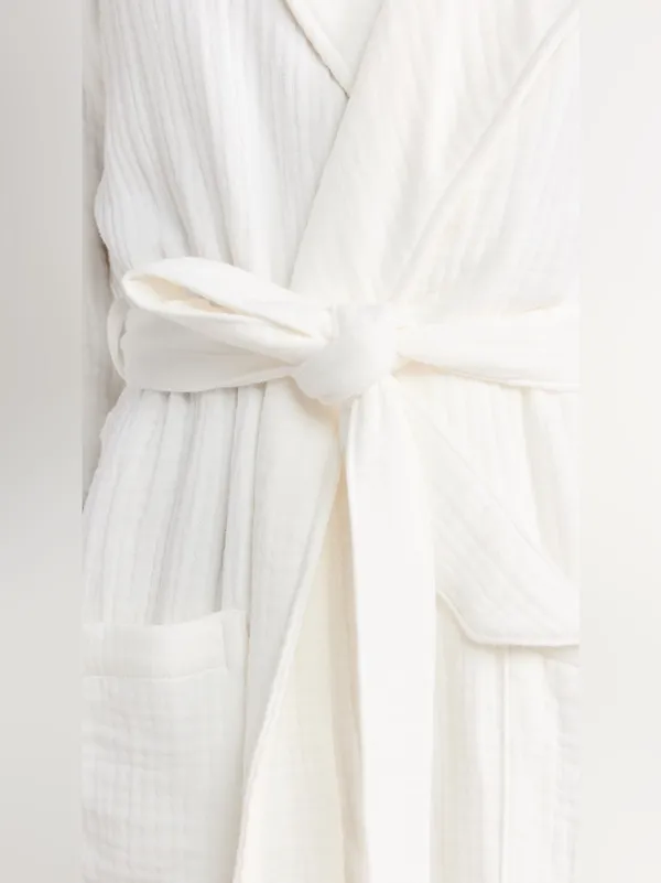$138 NWT Barefoot Dreams Muslin Cotton Spa Robe in sea salt size 2=Medium - Image 6