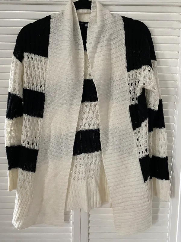 Black And White Striped Cardigan - Image 3
