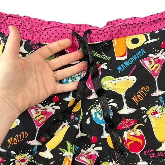 Nick & Nora Sleep Shorts Black Cocktail Margarita Print Cotton‎ Pajama Bottom - Image 3
