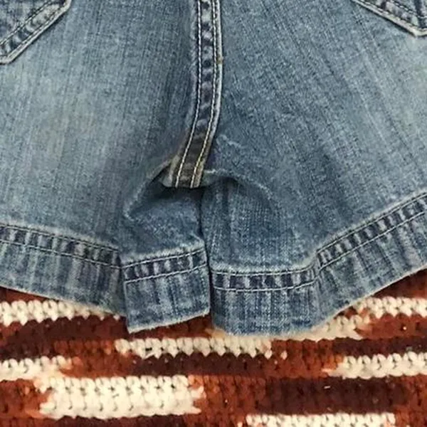 Y2K Vintage American Eagle Micro Mini Baddie Low Rise Denim Jean Booty Cargo Shorts Light Blue #gothic #whimsigoth #cyber #punk #biker whimsygoth Size 4-Measurement in pics - Image 8