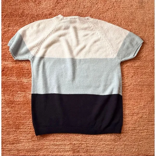 Bobbie Brooks Colorblock Knit Sweater Size S Ivory Blue Navy - Image 5