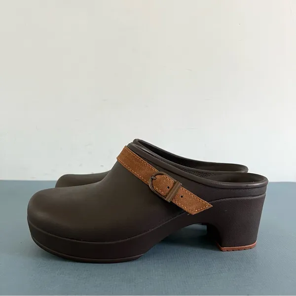 Crocs Sarah Belted‎ Dark Brown Heel Clogs - Image 2