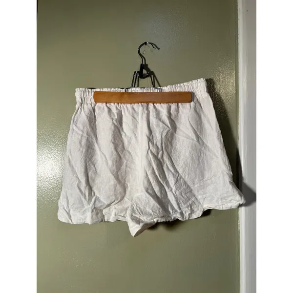 Stradivarius Women's Size Small Shorts Pull On Elastic Tie Waist Pockets White - Image 5