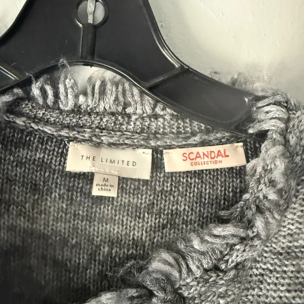 The Limited Scandal Collection Gray Fringe Knit Cardigan Sweater Wool‎ Blend - Image 4