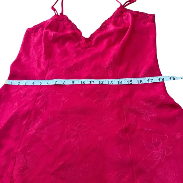 Victoria's Secret Vintage Red Jacquard Lace Trim‎ Chemise Nightgown Medium - Image 8