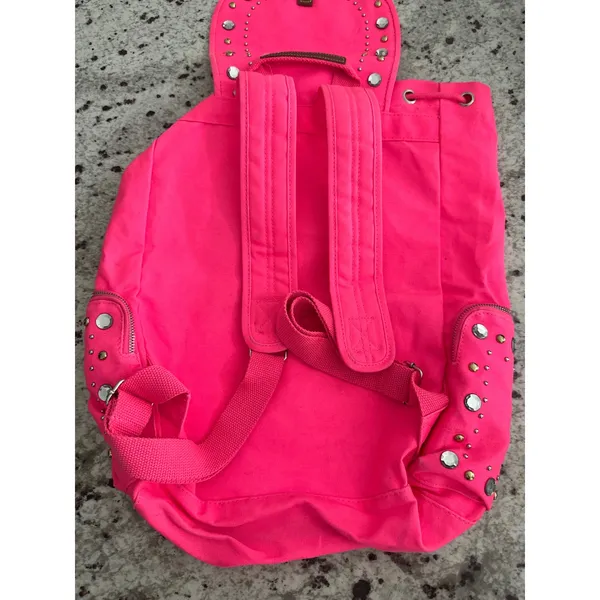 Victoria's Secret PINK Neon Hot Pink Studded Rhinestone Full Size Y2K Backpack - Image 6