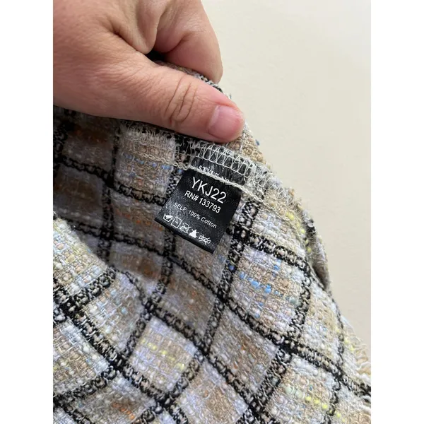 POL Plaid Corduroy Shacket‎ Raw Hem Boho Oversized Button Down Size L - Image 7