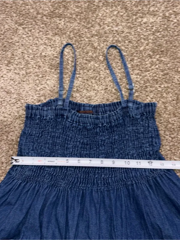 Blue Denim Smocked Tiered Dress - Image 4