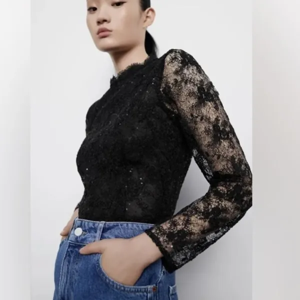 Zara Sequin Lace‎ Top - Image 2