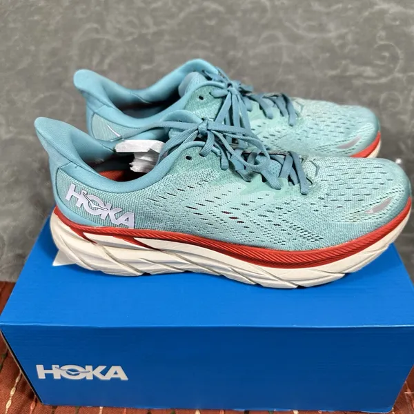Hoka One One Women's 9.5 Clifton 8 Athletic Running Shoe Sneaker Blue Cushion - Image 4