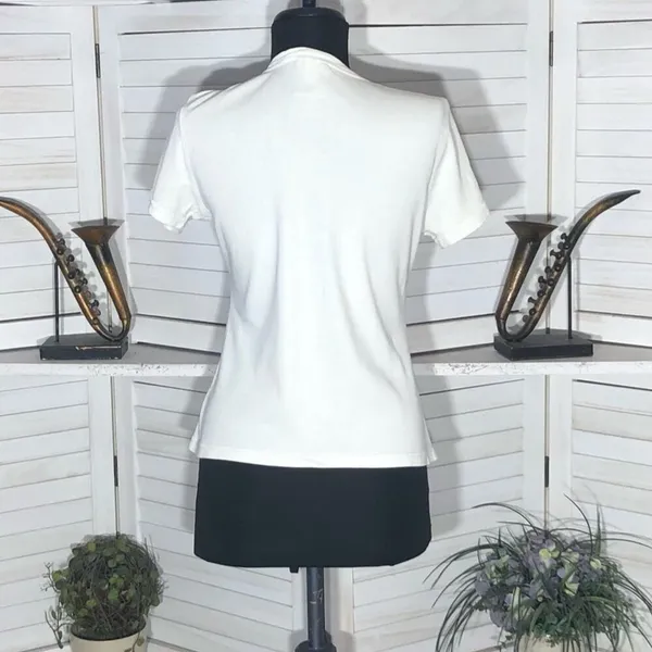 Vintage 90s Nike Swoosh Logo V Neck T Shirt White Pink Large - Image 7