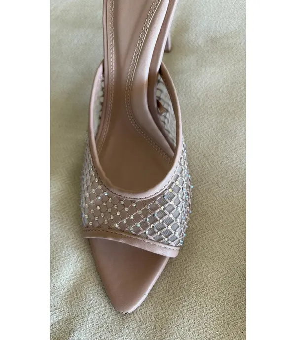 ZARA Rhinestone Kitten Heels Beige 38 - Image 2