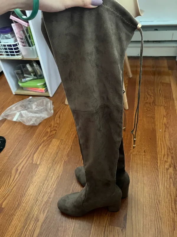 Amazon Over The Knee Taupe Suede Boots - Image 4