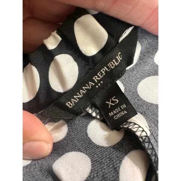 Banana Republic Womens XS Polka Dot Midi Skirt‎ Black White Retro - Image 5